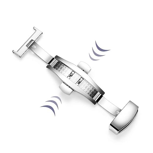 UNIQKART Stainless Steel Deployment Buckle Fasten Silver Watch Band Clasp Color & Width (22mm)