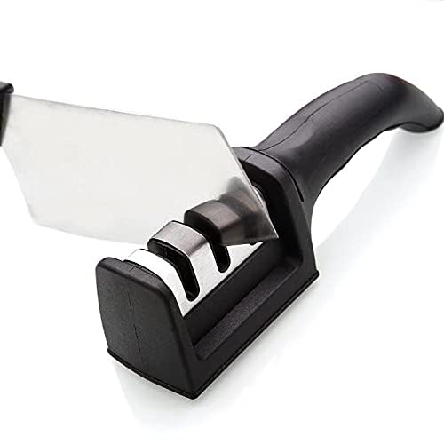 UNIQKART Kitchen Chef Knife Sharpener 3 Stage Steel Diamond Ceramic Coated Kitchen Sharpening Tool(Black)