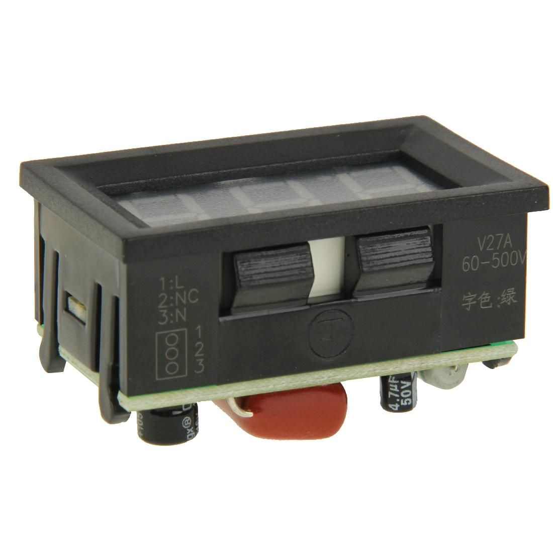V27A 2 Wires AC 60-500V Green Display LED Digital Display Voltmeter (Style3)