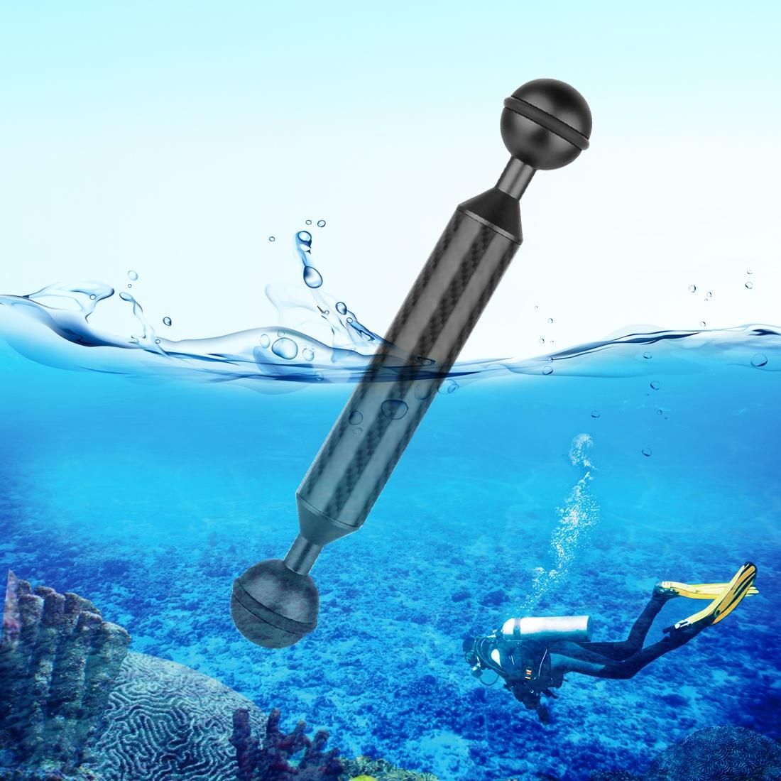 PULUZ 6 inch 15.2cm Length 20.8mm Diameter Dual Balls Carbon Fiber Floating Arm, Ball Diameter: 25mm (Black)