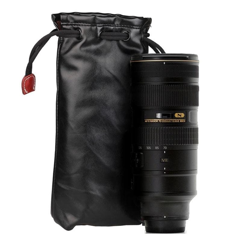Soft PU Leather + Villus Storage Bag with Stay Cord for Camera Lens, Size: 70mm x 60mm x 130mm (Style4)