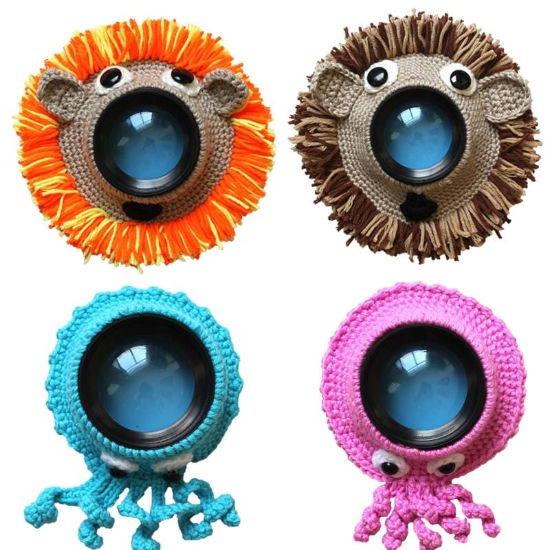 Hand-knitted Wool Camera Lens Animal Decoration Ring Baby Photo Guide Props (Orange Lion)