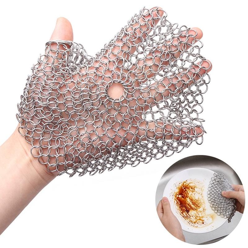 Stainless Steel Round Iron Cleaner Pot Brush Scrubber Home Cookware Kitchen Cleaning Tool, Size:4 x 4 inch