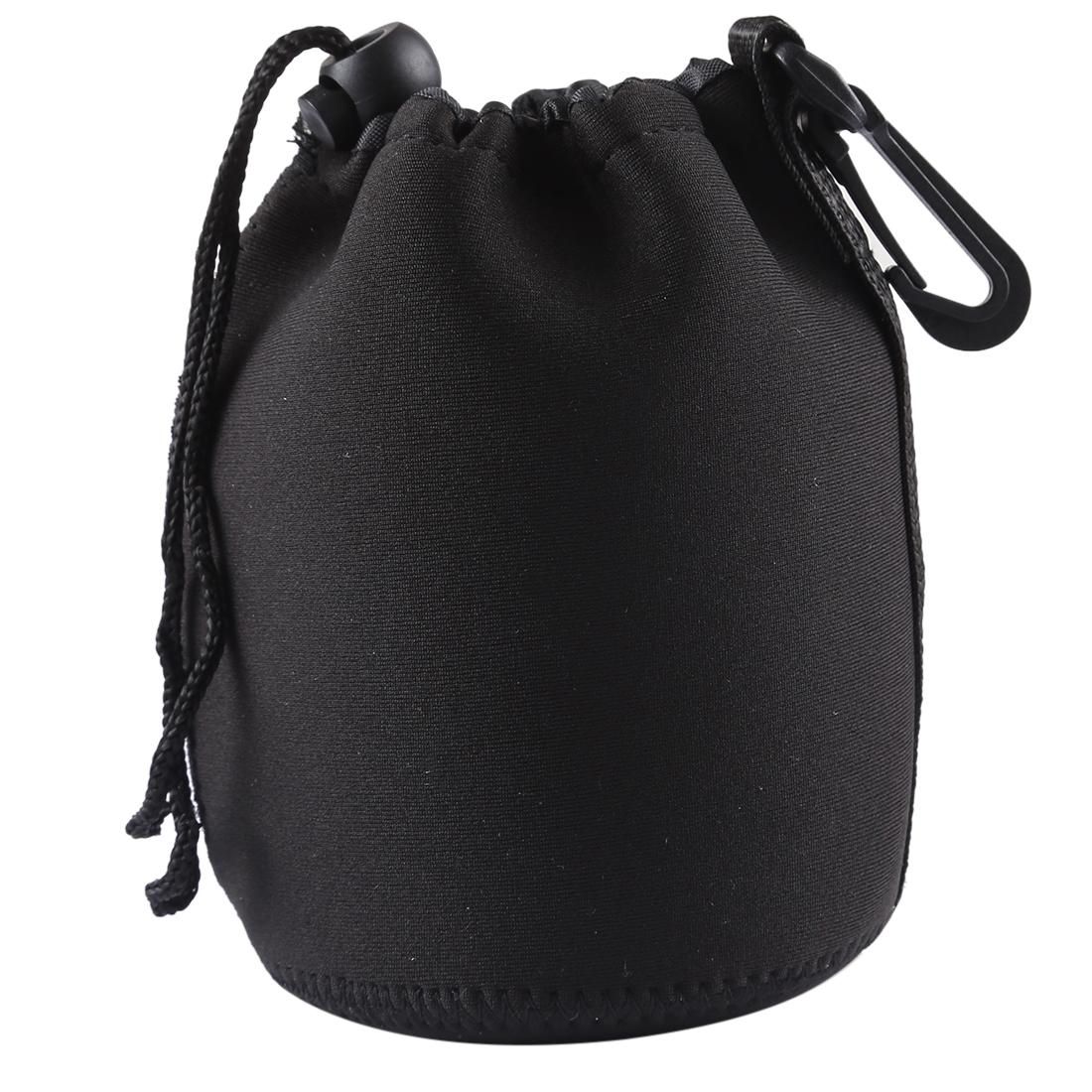 Neoprene SLR Camera Lens Carrying Bag Pouch Bag with Carabiner, Size: 10x14cm (Black)