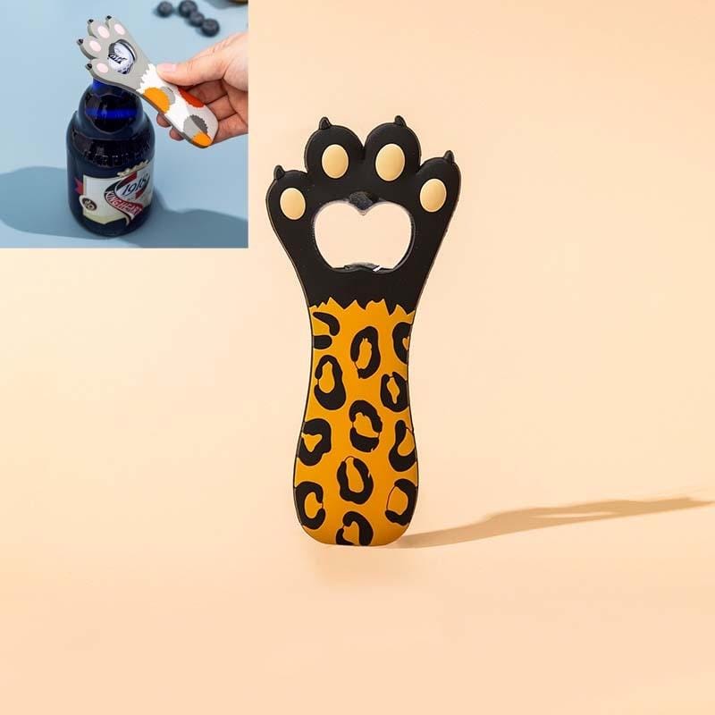 Cat Claw Personalized Beer Bottle Opener Cartoon Magnetic Fridge Magnet (Black)