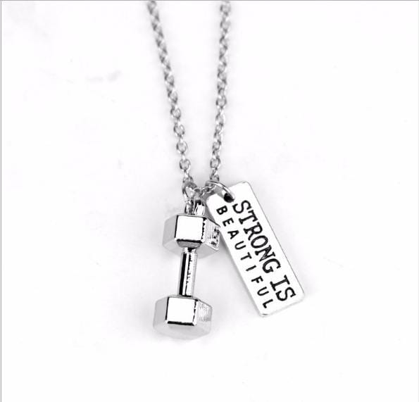 Sport Barbell Dumbbell Pendant Jewelry Lover Friend Bodybuilding Necklaces for Men Women (N254)