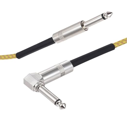 UNIQKART Guitar Cable 6.35mm Right Angle Cable Electric Instrument Bass Cable for Electric Guitar Bass Guitar Electric Mandolin 5M