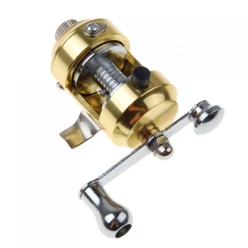 Generic Golden Mini Pocket Aluminum Alloy Fish Pen Fishing Rod Pole with Baitcasting Reel