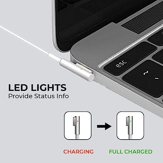 UNIQKART DC L Shape Cable Cord to Repair Adapter for A1278, A1369, A1185, Laptops (White)