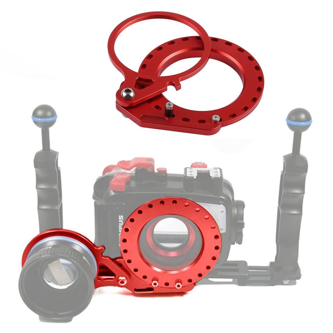 PULUZ Aluminum Alloy 67mm to 67mm Swing Wet-Lens Diopter Adapter Mount for DSLR Underwater Diving Housing (Red)