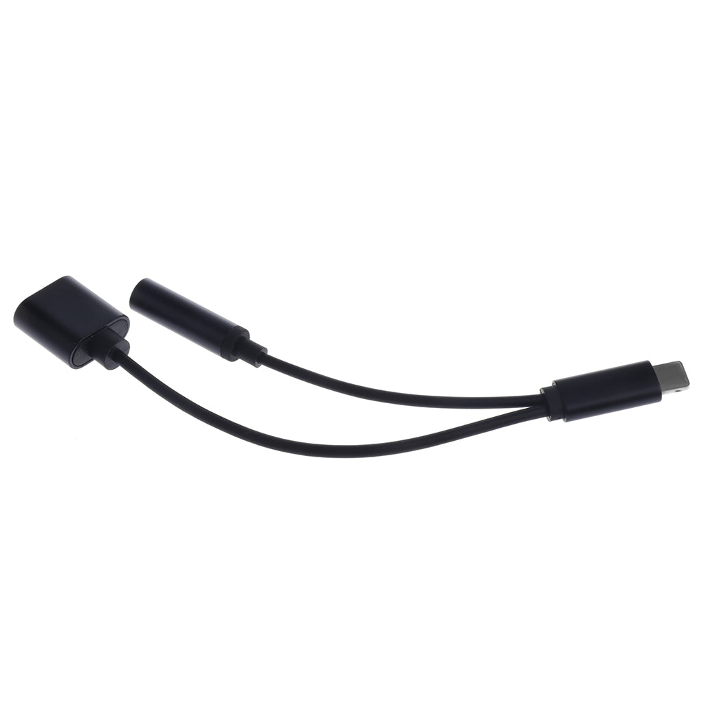 2 in 1 3.5mm Aux Headphone Jack & Charger Adapter for iPhone 7 8 Plus Black
