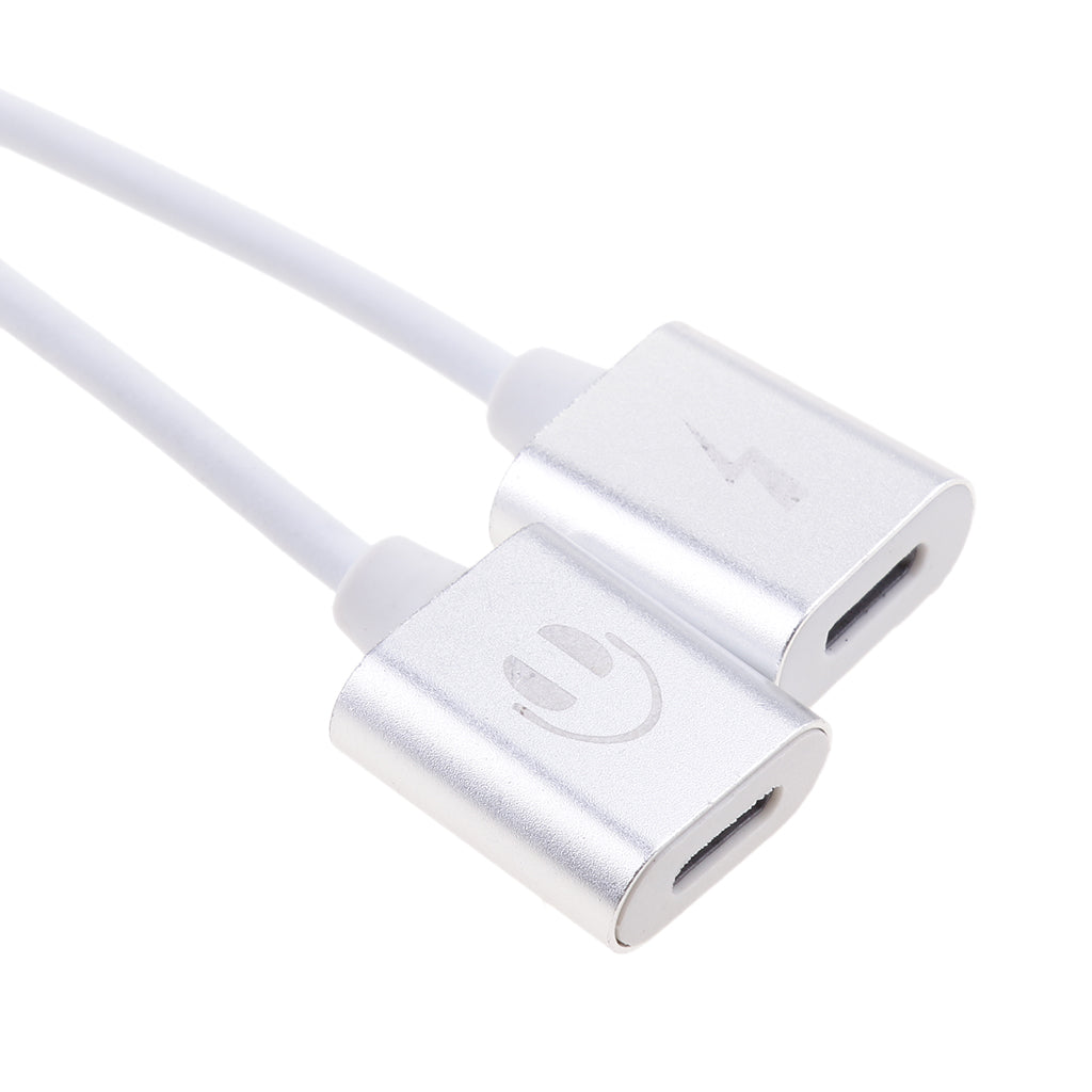 2 in 1 Headphones Jack Charger & Audio Splitter Adapter for iPhone Silver