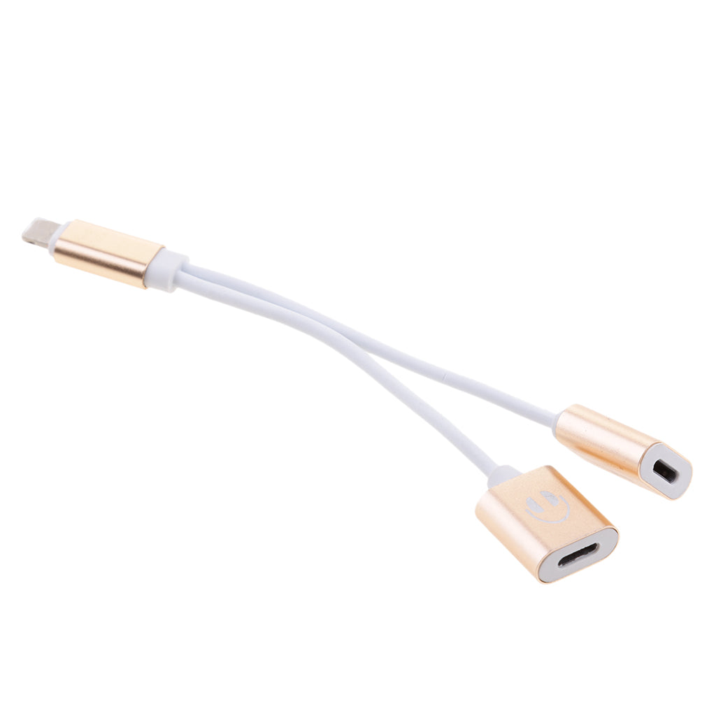 2 in 1 Headphones Jack Charger & Audio Splitter Adapter for iPhone Gold