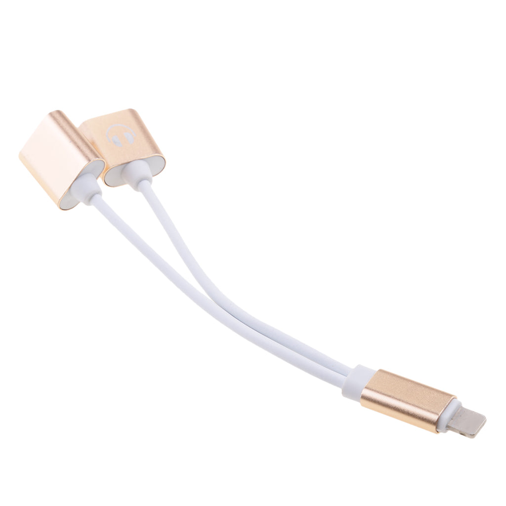 2 in 1 Headphones Jack Charger & Audio Splitter Adapter for iPhone Gold