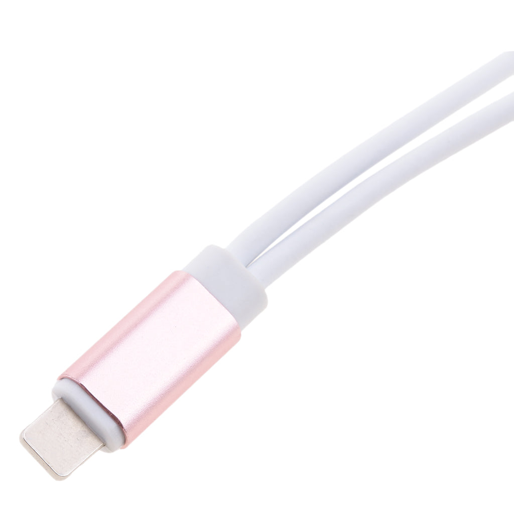 2 in 1 Headphones Jack Charger & Audio Splitter Adapter for iPhone Rose Gold