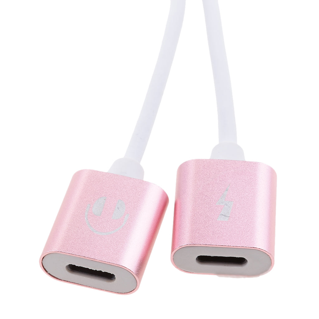 2 in 1 Headphones Jack Charger & Audio Splitter Adapter for iPhone Rose Gold