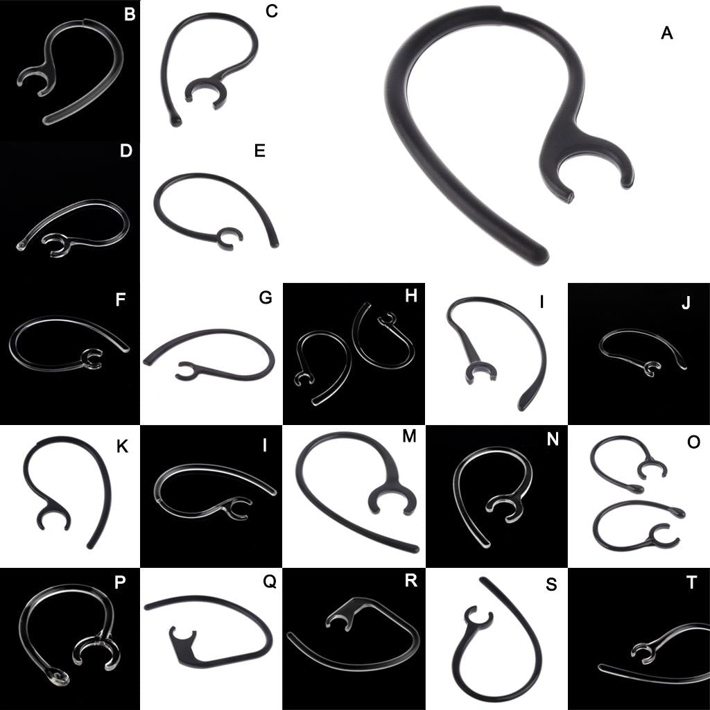 10 Pieces Ear Hooks Loop Clip Replacement for Bluetooth Headset 7.8mm A Black
