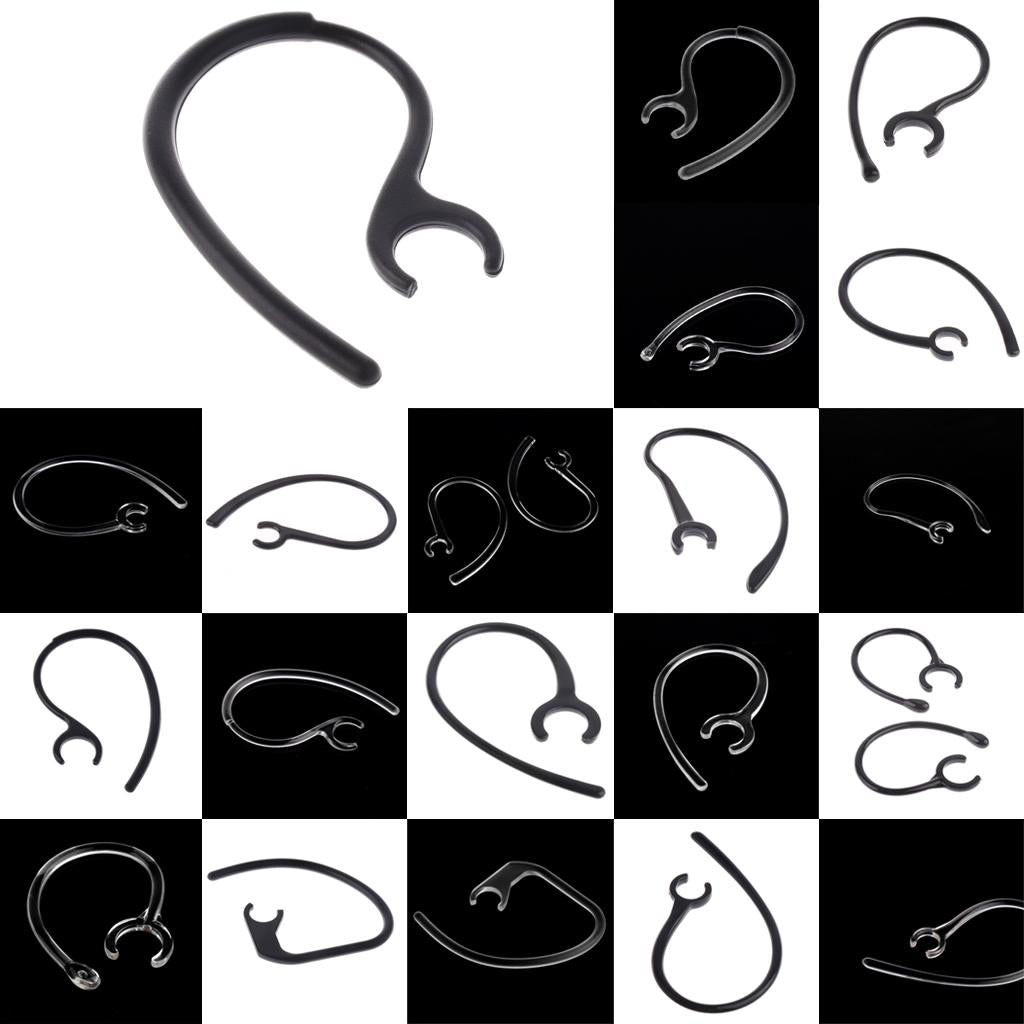 10 Pieces Ear Hooks Loop Clip Replacement for Bluetooth Headset 7.8mm A Black