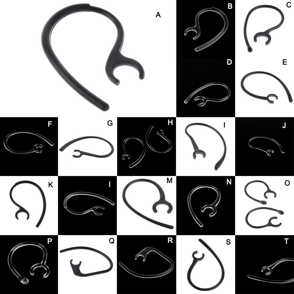 10 Pieces Ear Hooks Loop Clip Replacement for Bluetooth Headset 7.8mm A Black