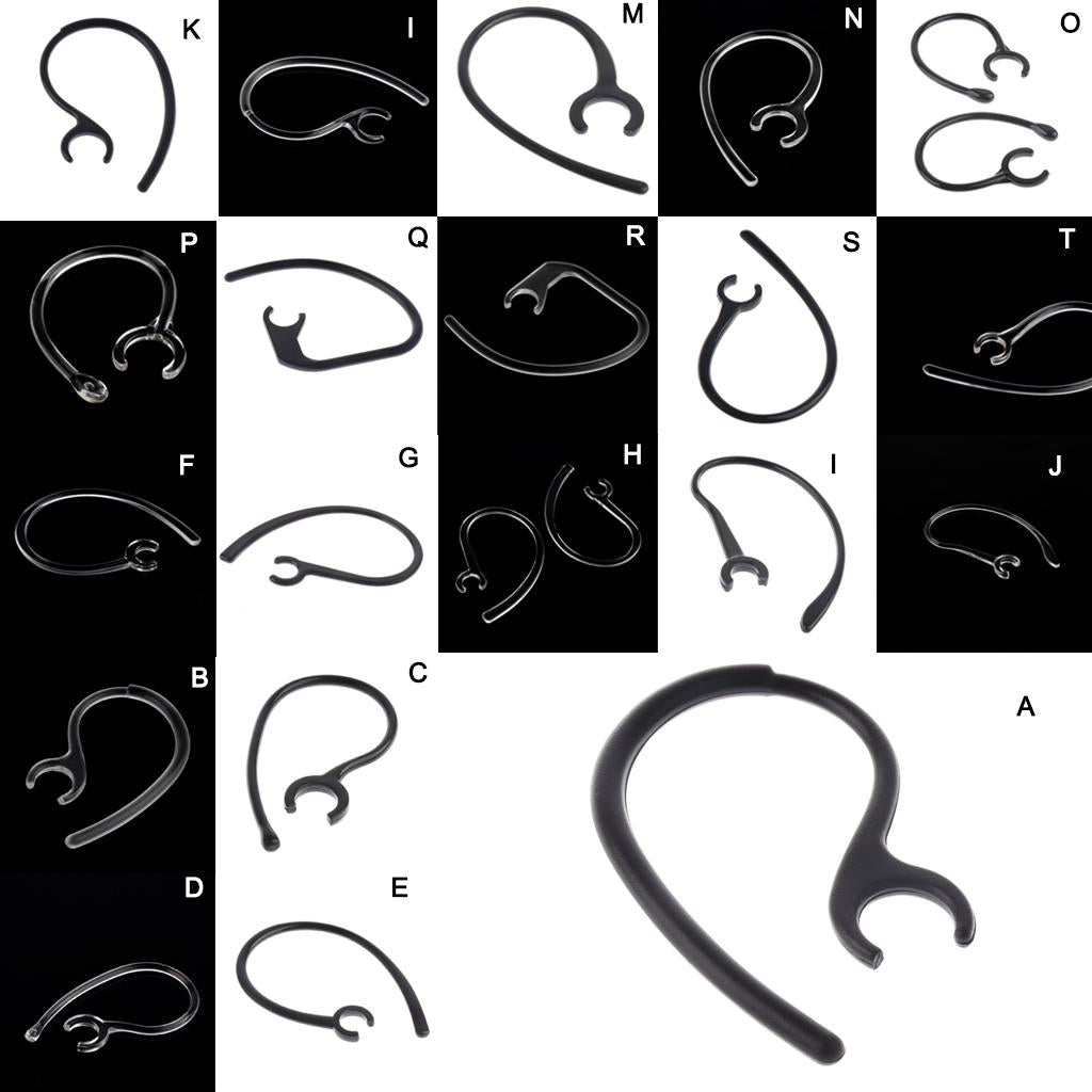 10 Pieces Ear Hooks Loop Clip Replacement for Bluetooth Headset 7.8mm A Black