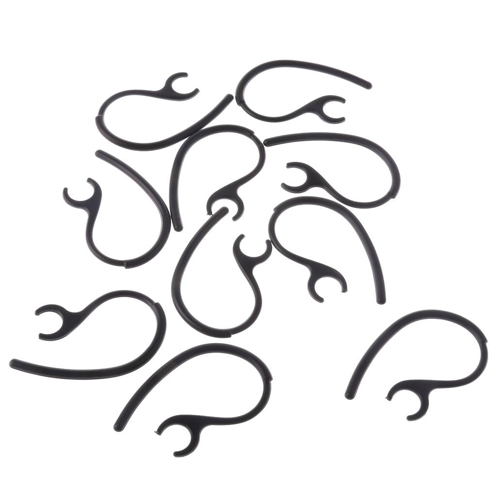 10 Pieces Ear Hooks Loop Clip Replacement for Bluetooth Headset 7.8mm A Black