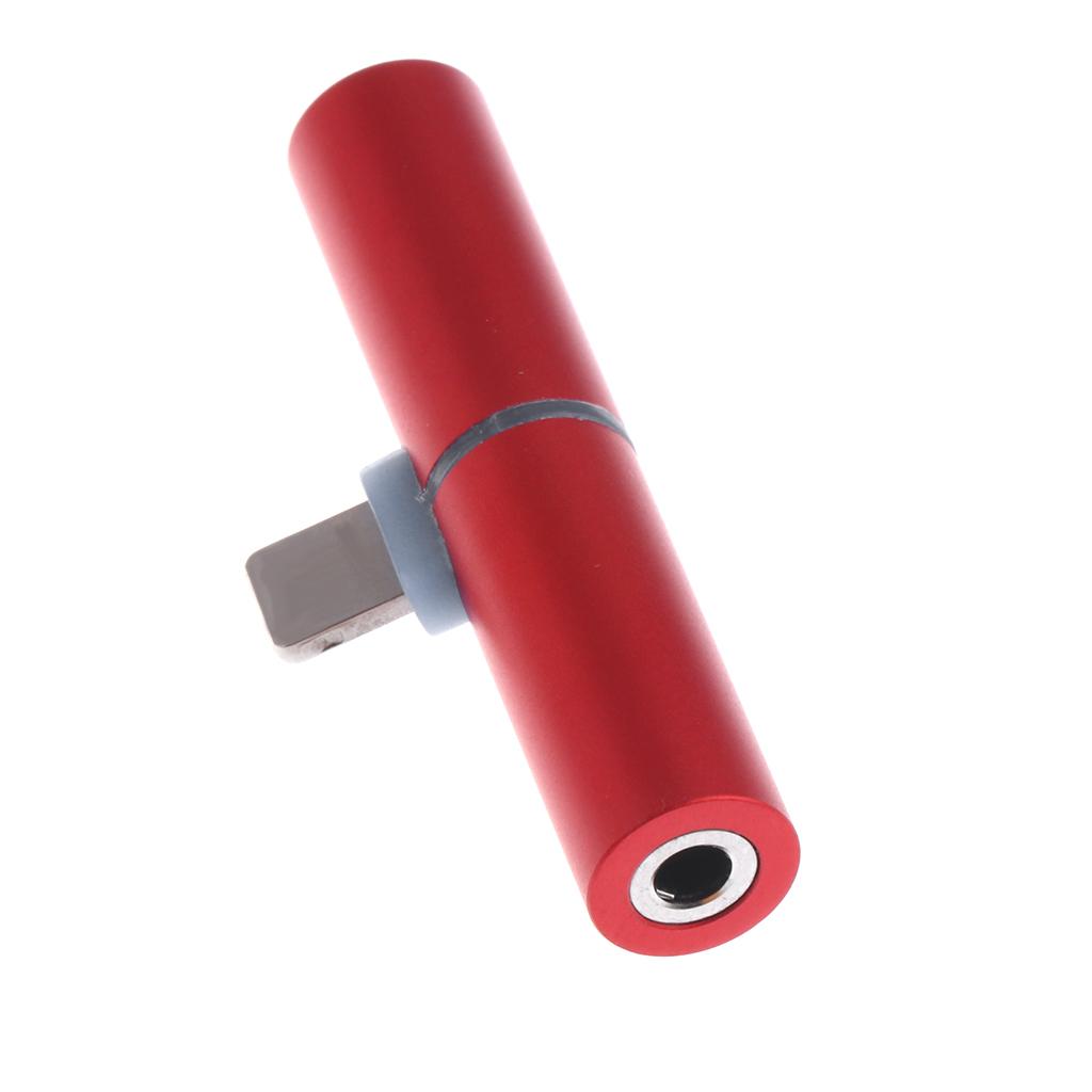 2 in1 AUX Headphone Audio Charger Adapter for Apple iPhone 7 8 Plus X Red