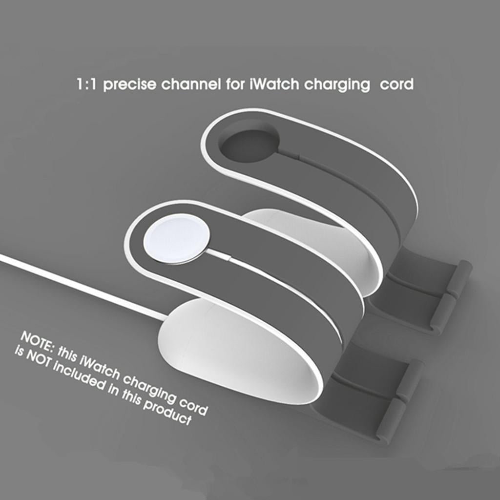 2 in 1 Desktop Station Charging Dock Holder for Apple iPhone iWatch Grey