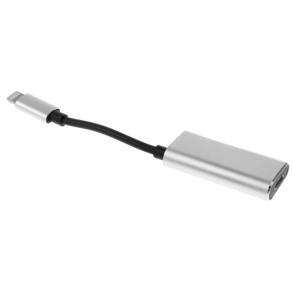 2 in 1 Audio Headphone Adapter Charging Cable for iPhone 7 7P 8 8P X Silver