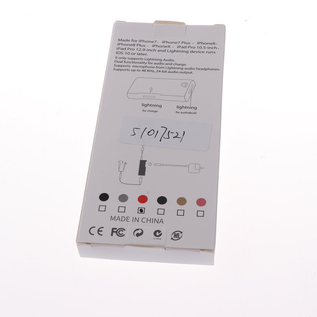 2 in 1 Audio Headphone Adapter Charging Cable for iPhone 7 7P 8 8P X Red