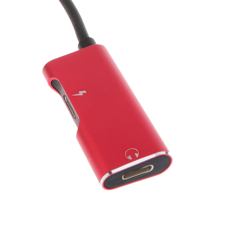 2 in 1 Audio Headphone Adapter Charging Cable for iPhone 7 7P 8 8P X Red