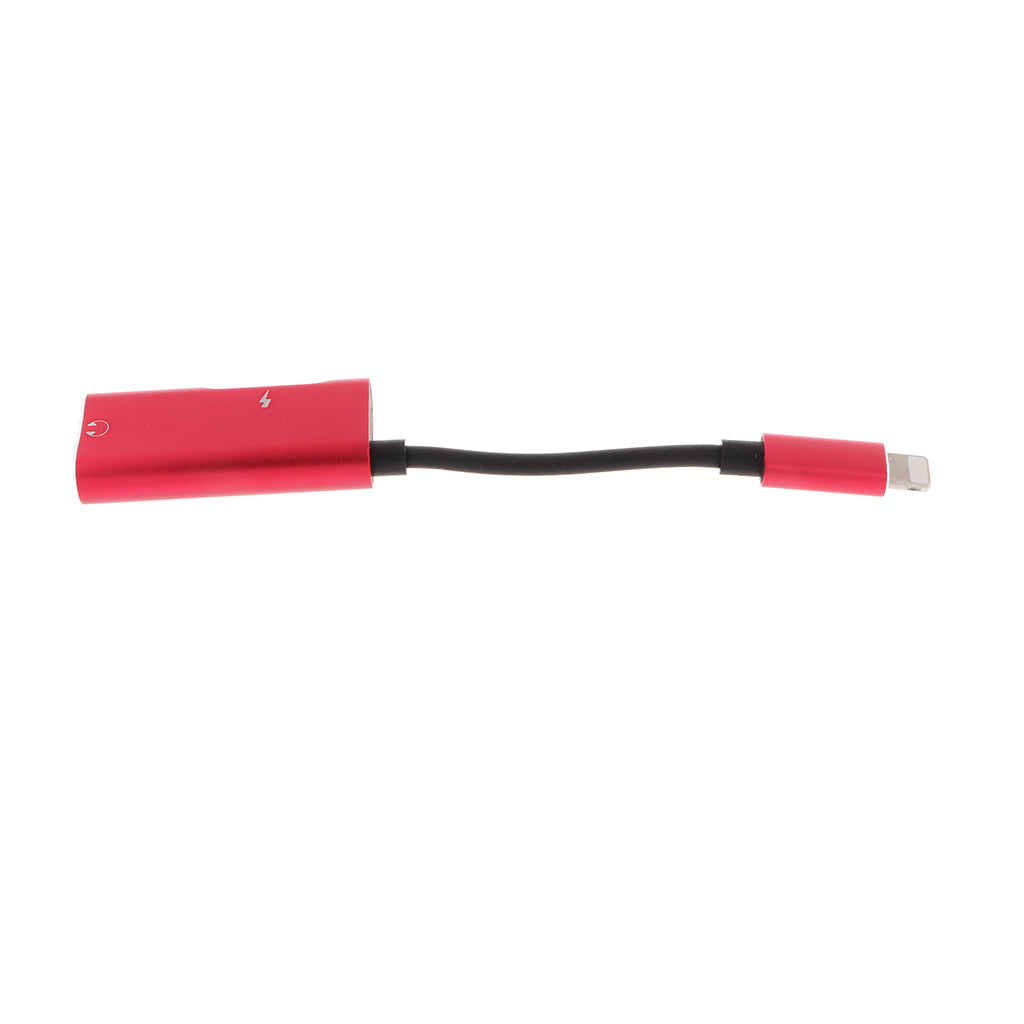 2 in 1 Audio Headphone Adapter Charging Cable for iPhone 7 7P 8 8P X Red