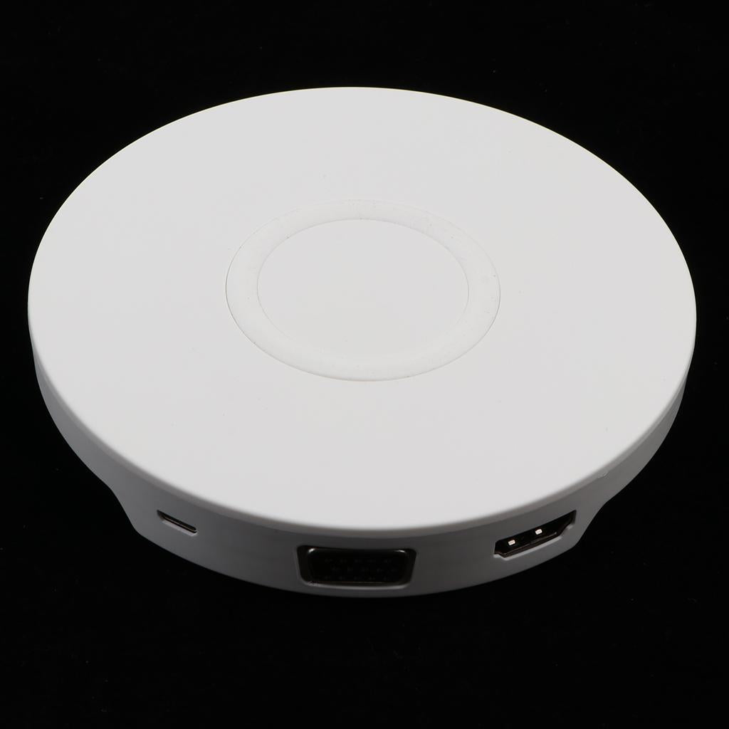 2 in 1 Type-C to Micro USB/HDMI/VGA HUB Dock +5W Wireless Charger White