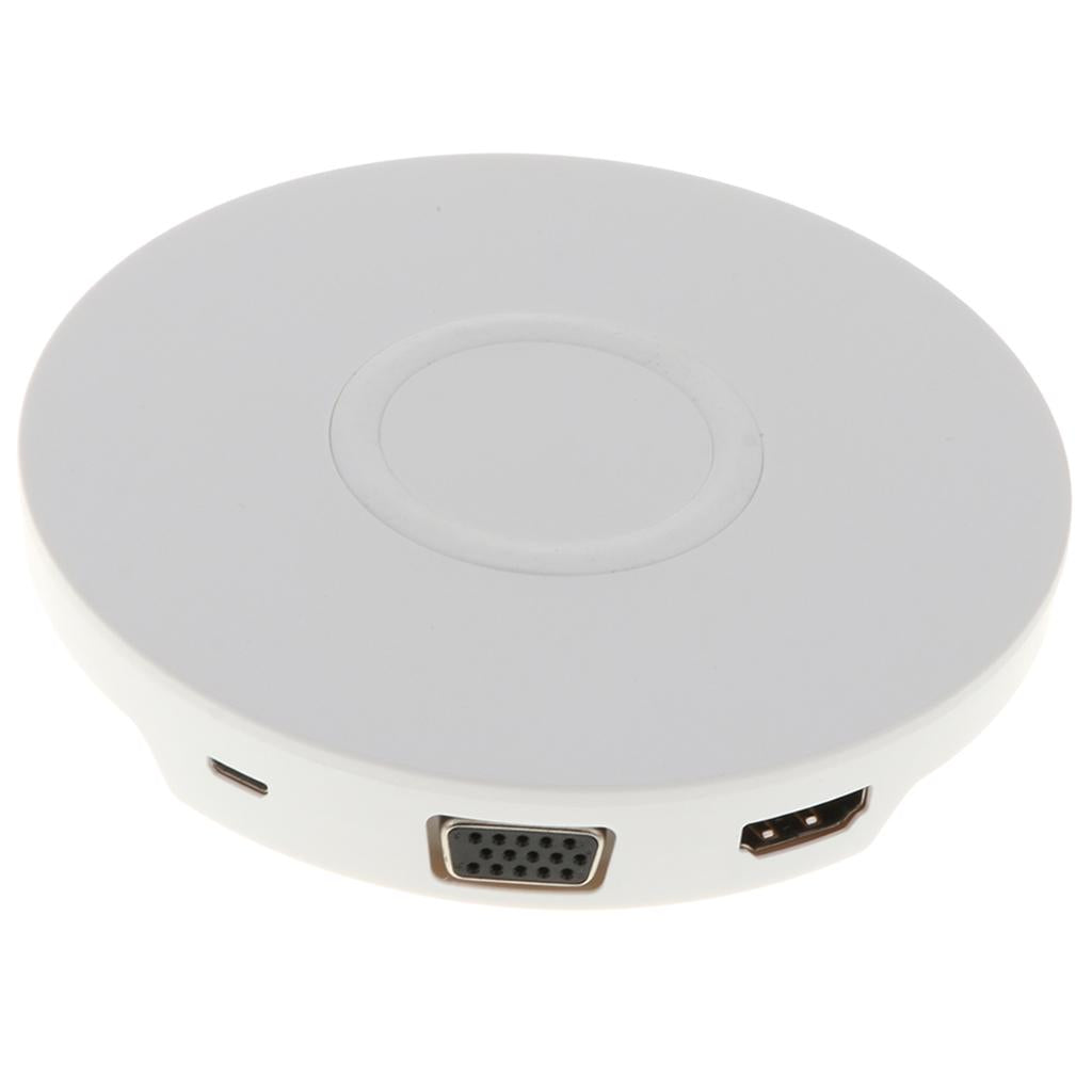 2 in 1 Type-C to Micro USB/HDMI/VGA HUB Dock +5W Wireless Charger White