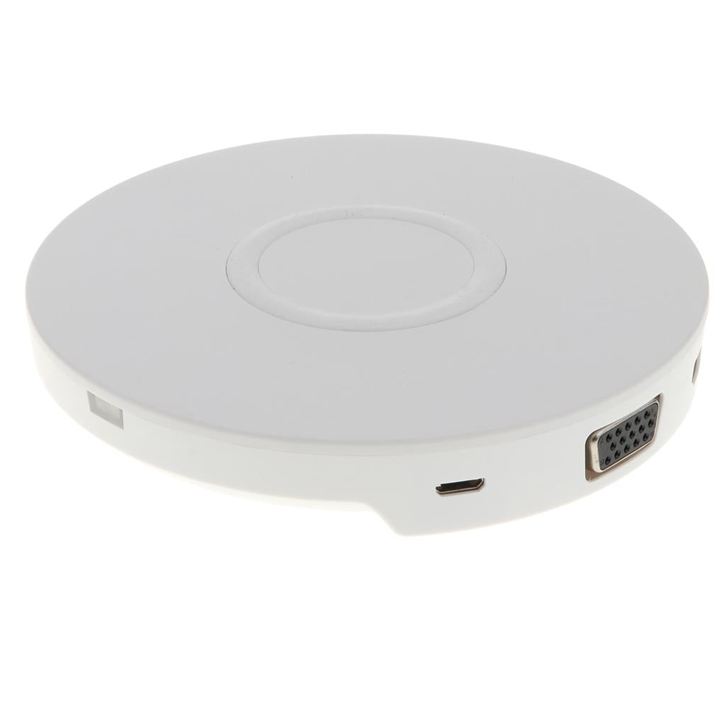 2 in 1 Type-C to Micro USB/HDMI/VGA HUB Dock +5W Wireless Charger White