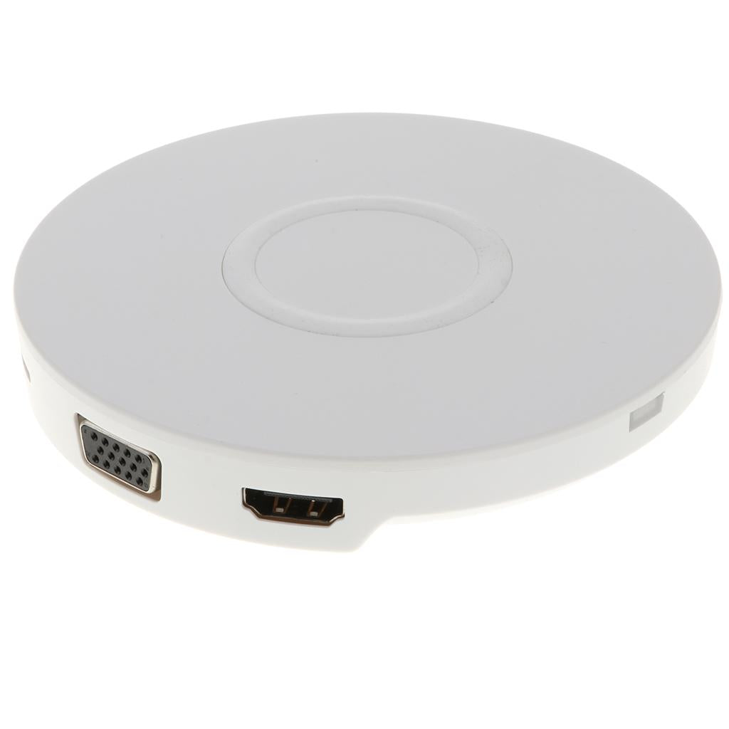 2 in 1 Type-C to Micro USB/HDMI/VGA HUB Dock +5W Wireless Charger White