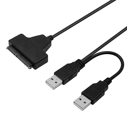 UNIQKART USB 2.0 to 2.5" Laptop SATA 22P Hard Drive HDD Adapter Cable Converter - Also Reads 2.5 inch S-ata SSD Drives Through USB 2.0