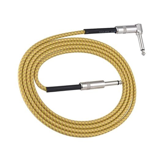 UNIQKART Guitar Cable 6.35mm Right Angle Cable Electric Instrument Bass Cable for Electric Guitar Bass Guitar Electric Mandolin 5M