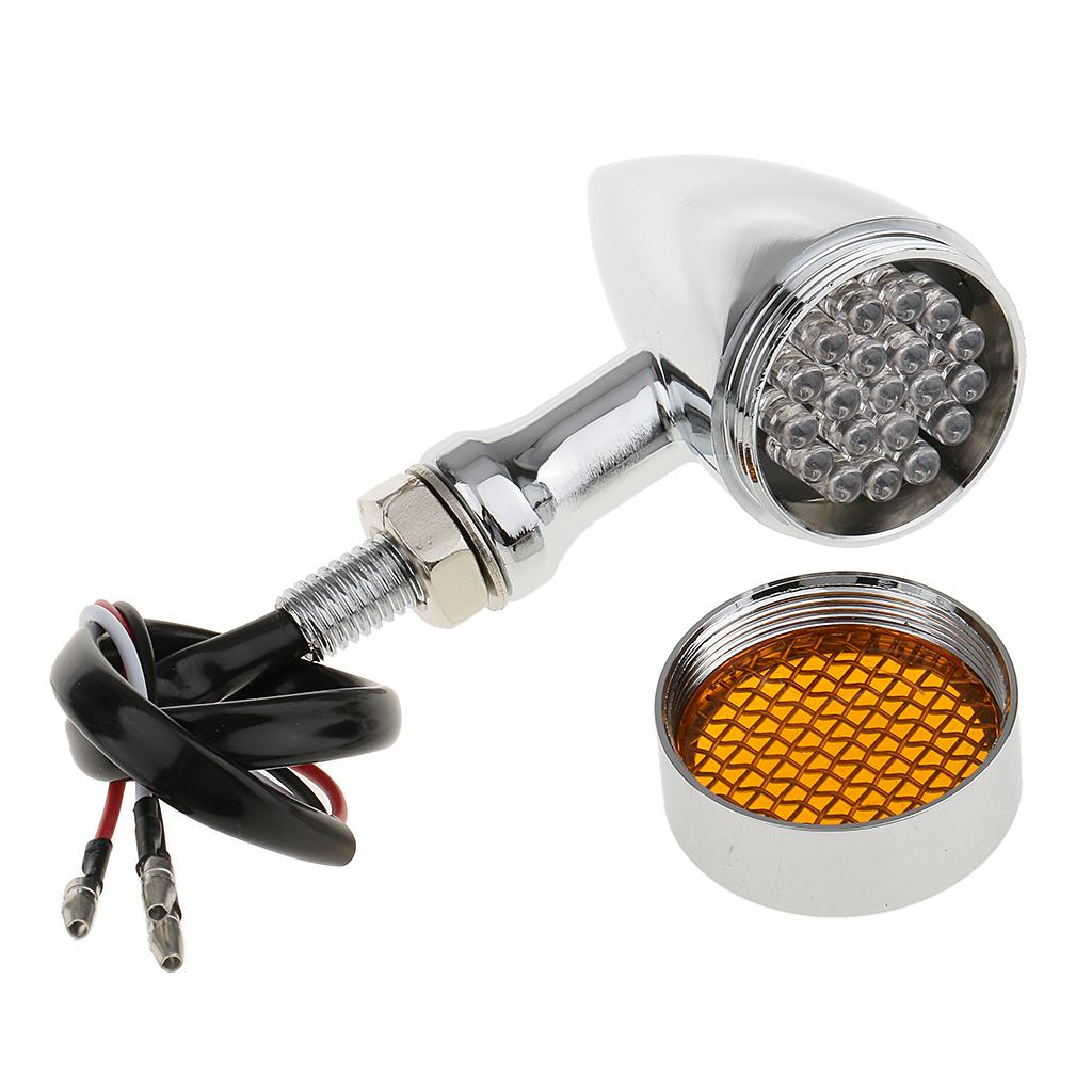 2 Piece 20-LED Brake Turn Signal Tail Light Grill Lens for Motorcycle Silver