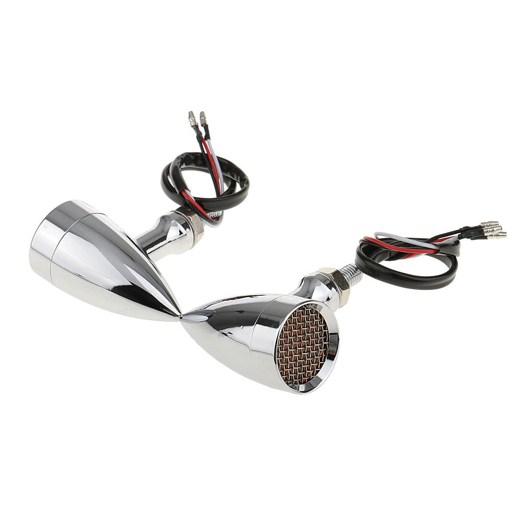 2 Piece 20-LED Brake Turn Signal Tail Light Grill Lens for Motorcycle Silver