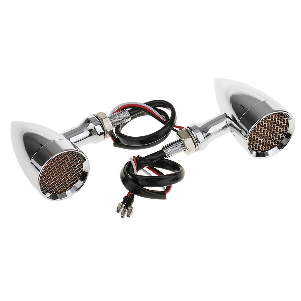 2 Piece 20-LED Brake Turn Signal Tail Light Grill Lens for Motorcycle Silver