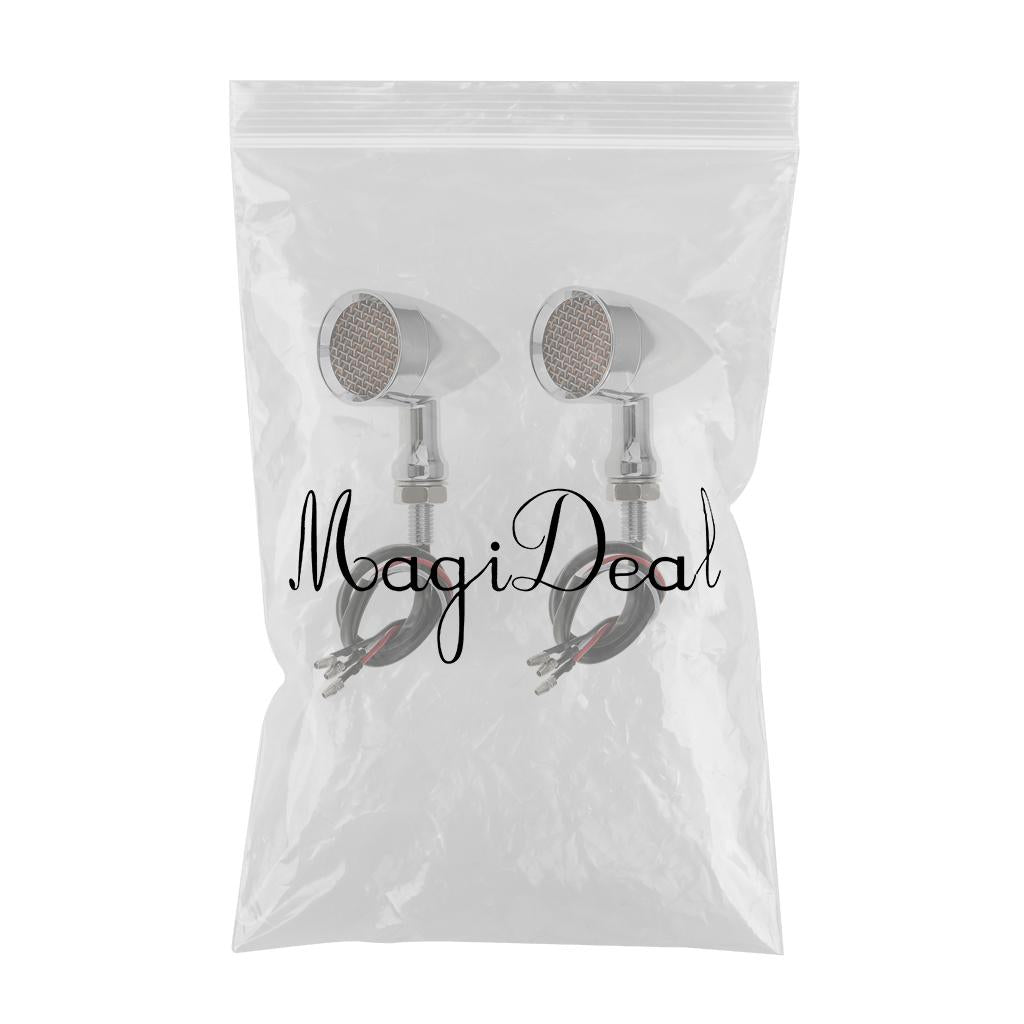 2 Piece 20-LED Brake Turn Signal Tail Light Grill Lens for Motorcycle Silver