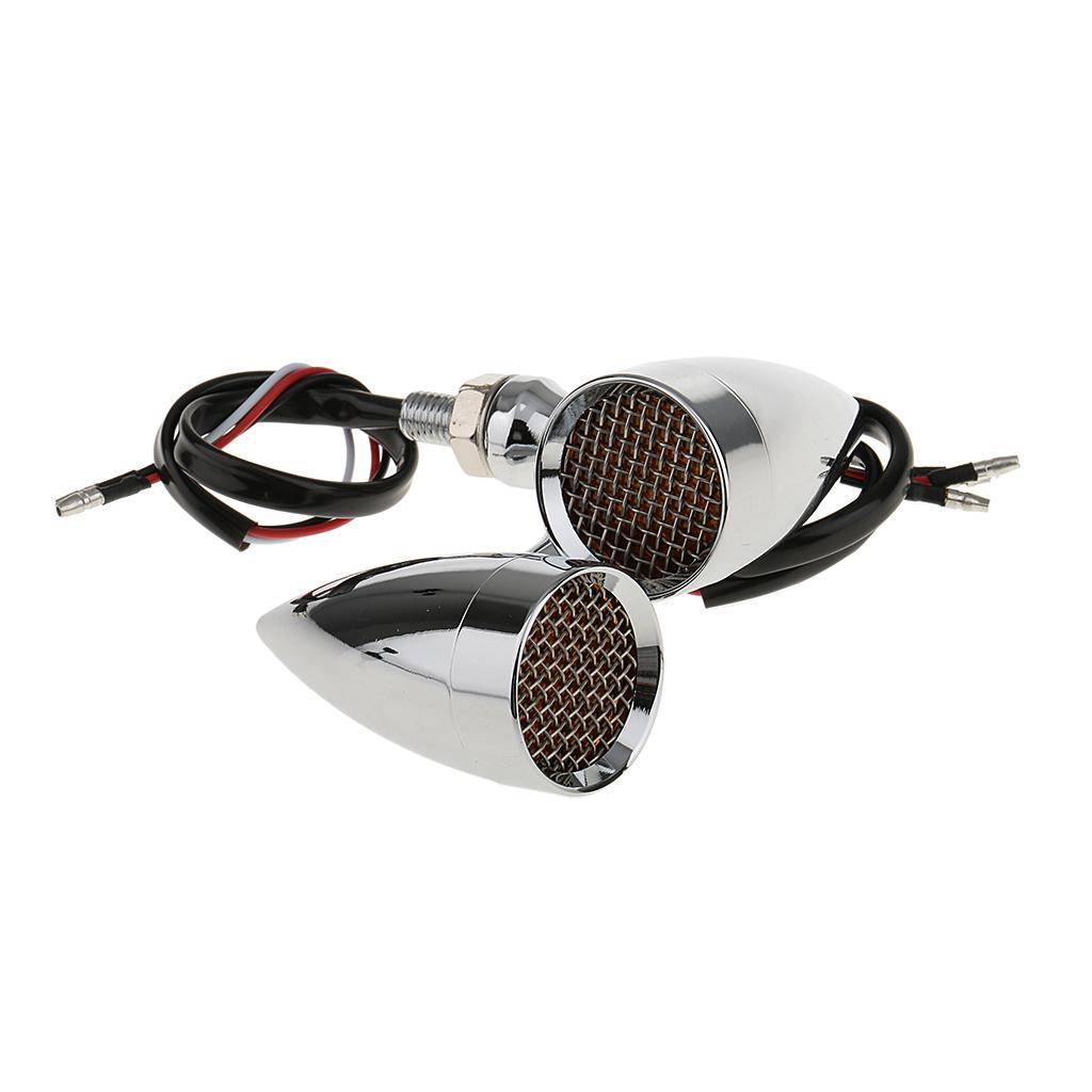 2 Piece 20-LED Brake Turn Signal Tail Light Grill Lens for Motorcycle Silver