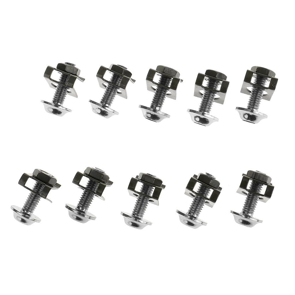 10 Piece Motorbike M6/6mm Body Fairing Bolts Fastener Clips for Honda Silver