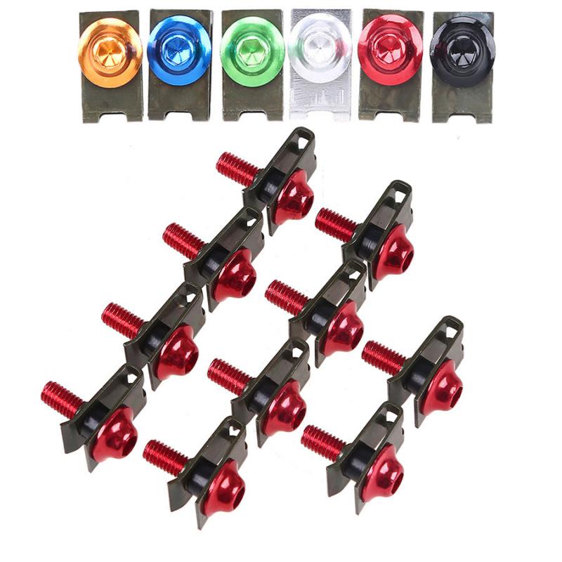 10 Piece Motorbike M6/6mm Body Fairing Bolts Fastener Clips for Honda Red