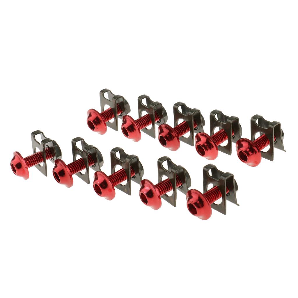 10 Piece Motorbike M6/6mm Body Fairing Bolts Fastener Clips for Honda Red