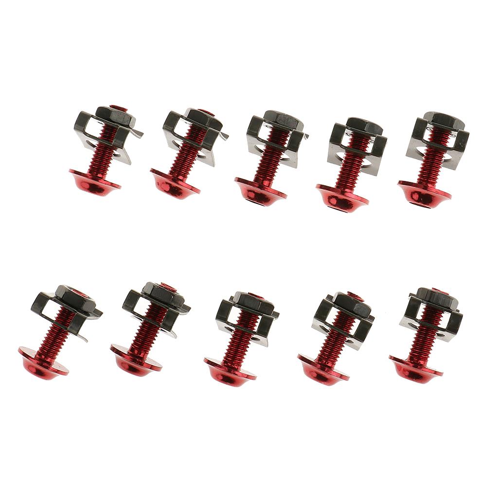 10 Piece Motorbike M6/6mm Body Fairing Bolts Fastener Clips for Honda Red