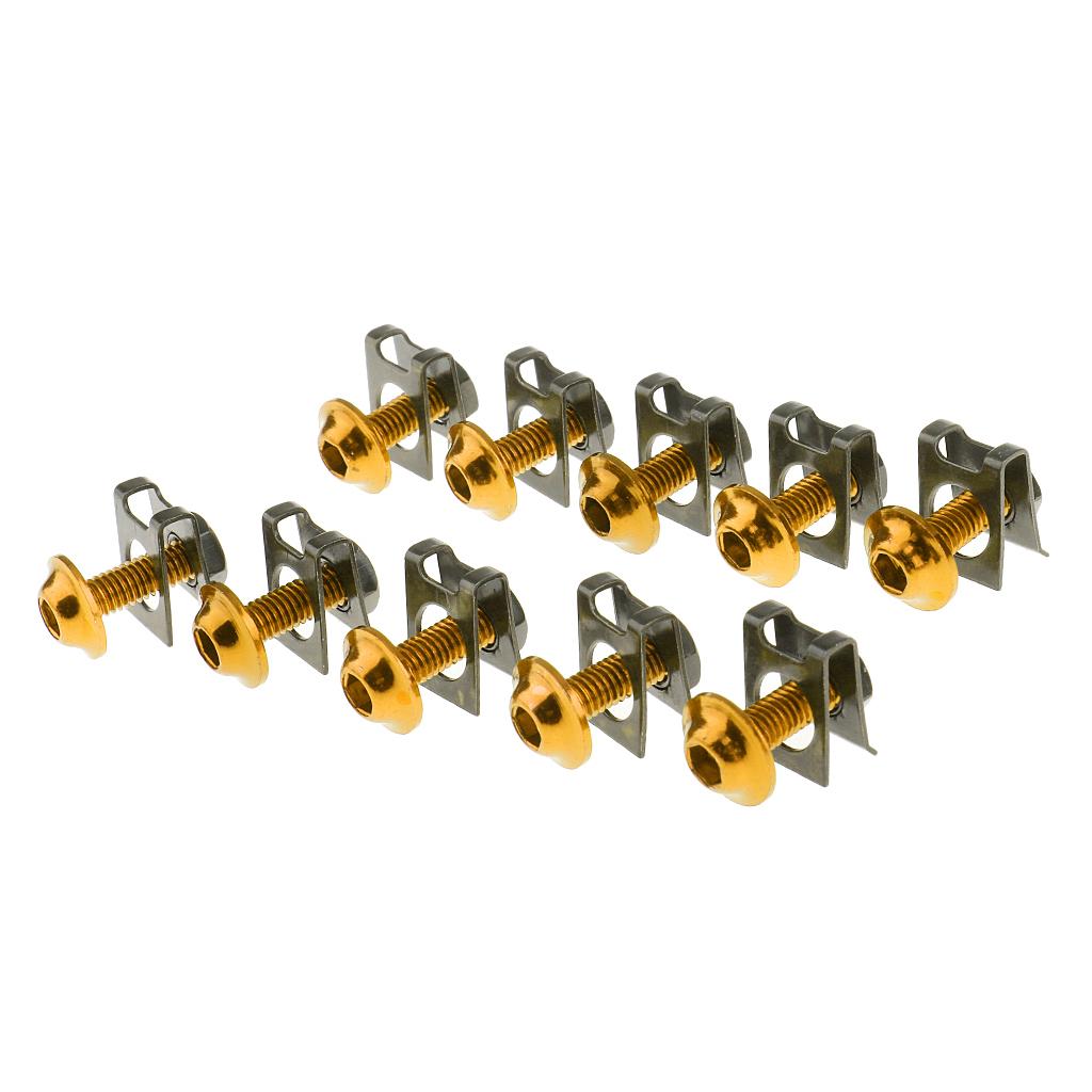 10 Piece Motorbike M6/6mm Body Fairing Bolts Fastener Clips for Honda Gold