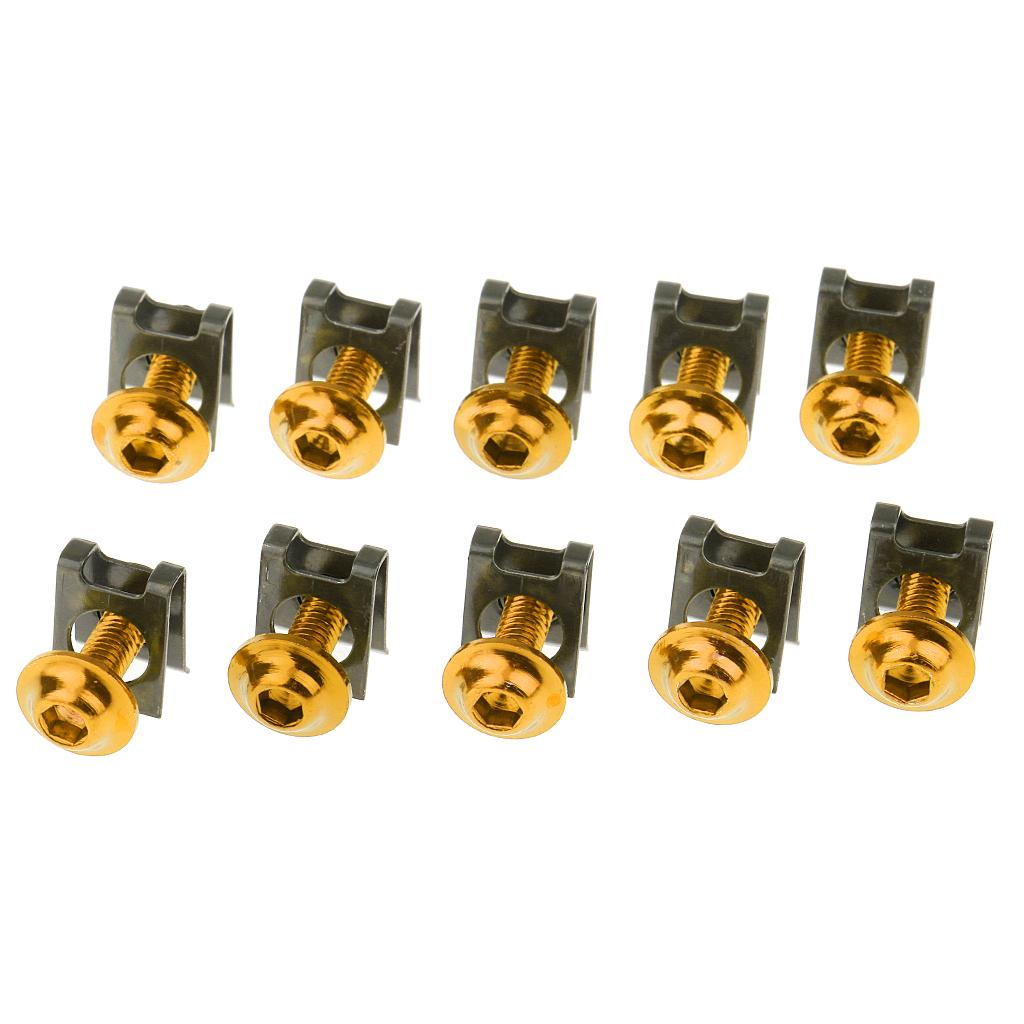 10 Piece Motorbike M6/6mm Body Fairing Bolts Fastener Clips for Honda Gold