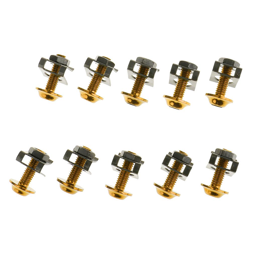 10 Piece Motorbike M6/6mm Body Fairing Bolts Fastener Clips for Honda Gold