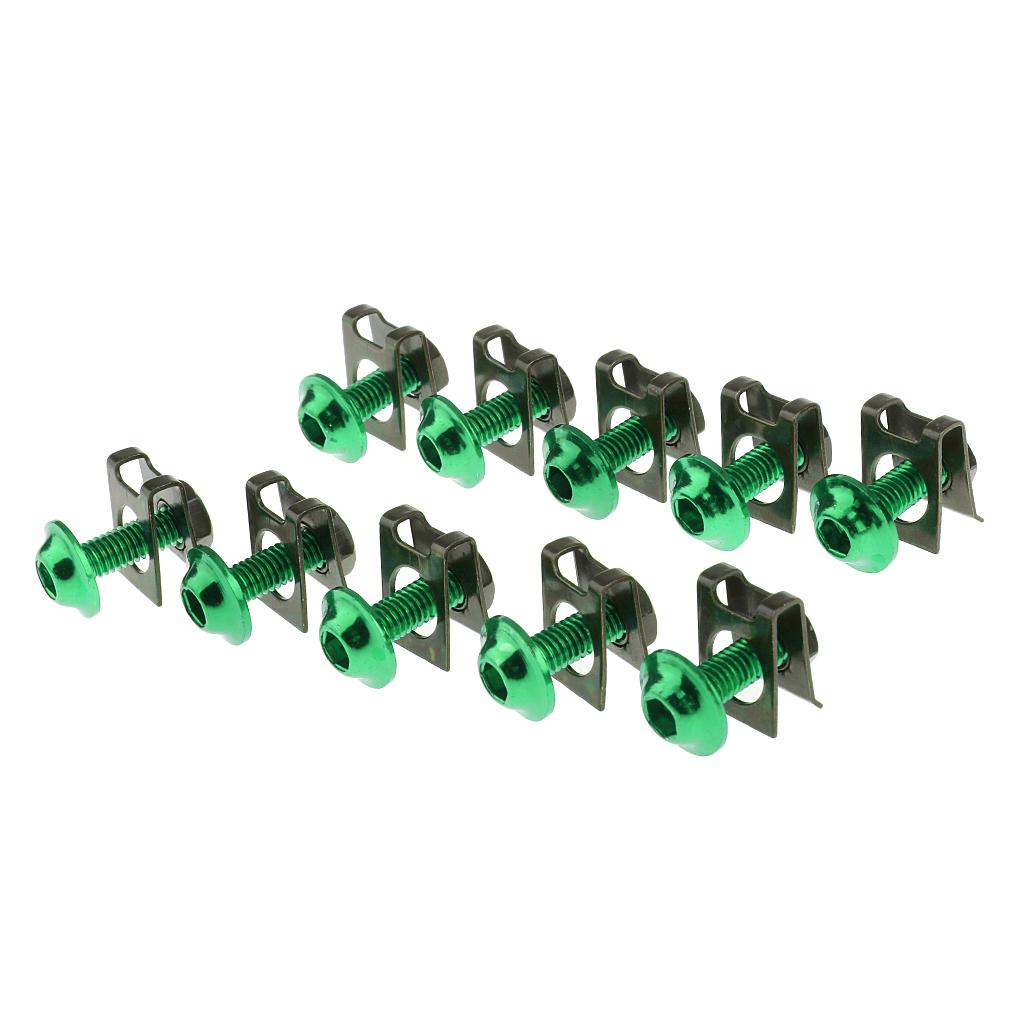 10 Piece Motorbike M6/6mm Body Fairing Bolts Fastener Clips for Honda Green